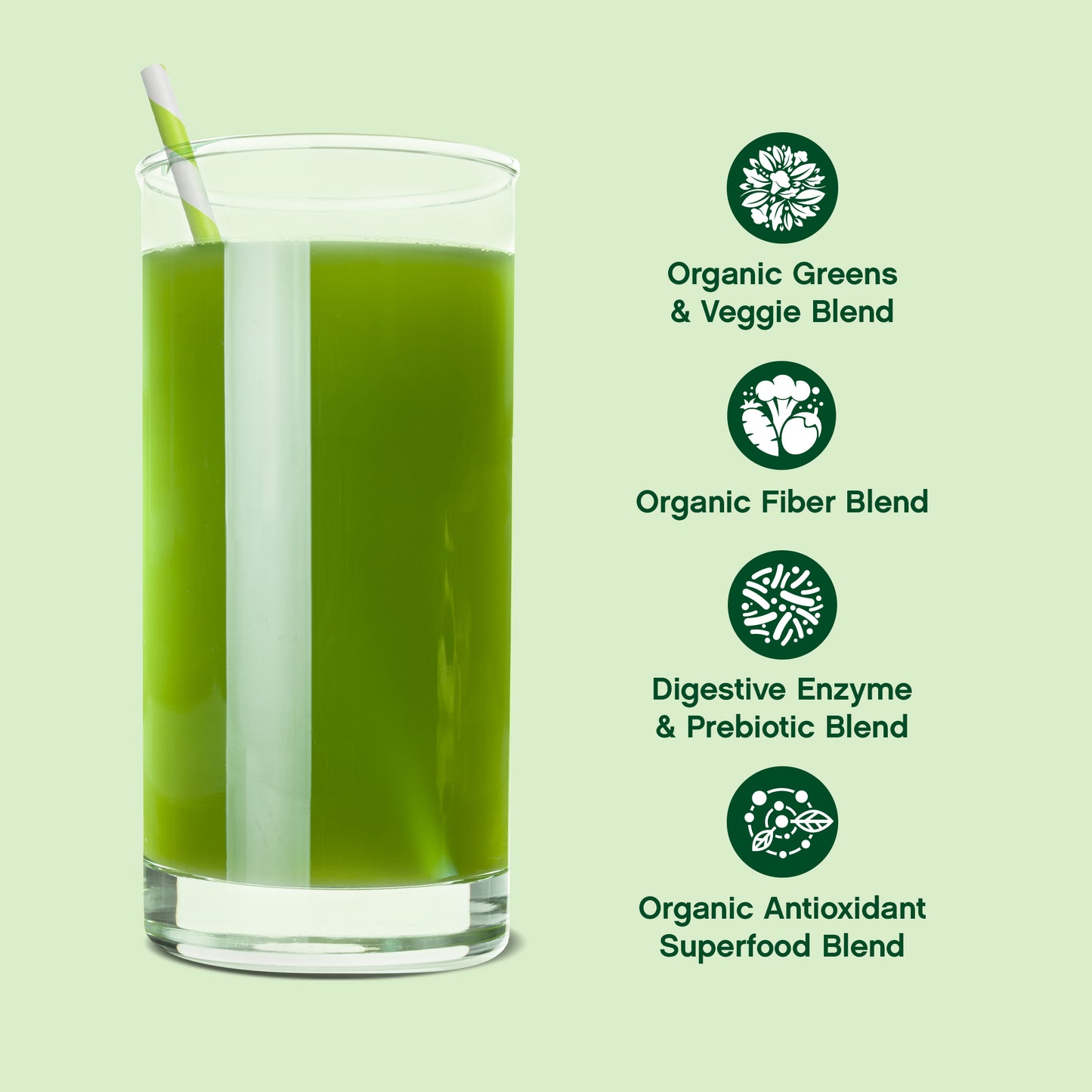 Vita Virdi Organic Greens | 20+ Superfoods & 18 Digestive Enzymes | 0g Sugar | Kiwi Strawberry | USDA Organic, Non-GMO, Vegan | Daily Wellness & Nutrition Supplement