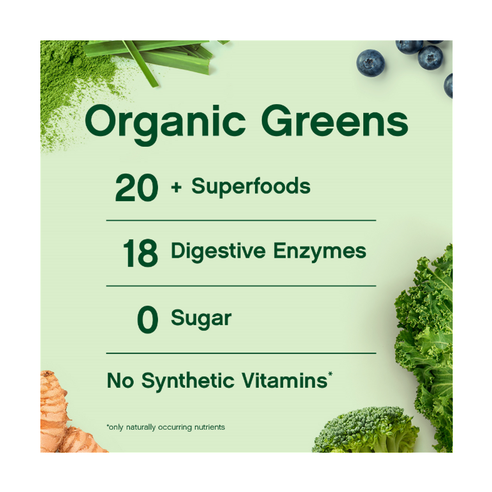 Vita Virdi Organic Greens | 20+ Superfoods & 18 Digestive Enzymes | 0g Sugar | Kiwi Strawberry | USDA Organic, Non-GMO, Vegan | Daily Wellness & Nutrition Supplement